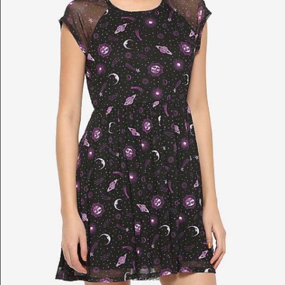 Hot Topic mesh, layered Celestial print dress